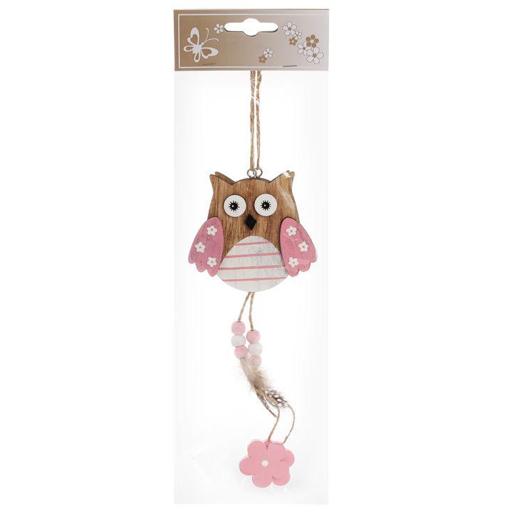 Декор великодній на підвісі BonaDi Сова 31 см Рожевий (781-949) - фото 2