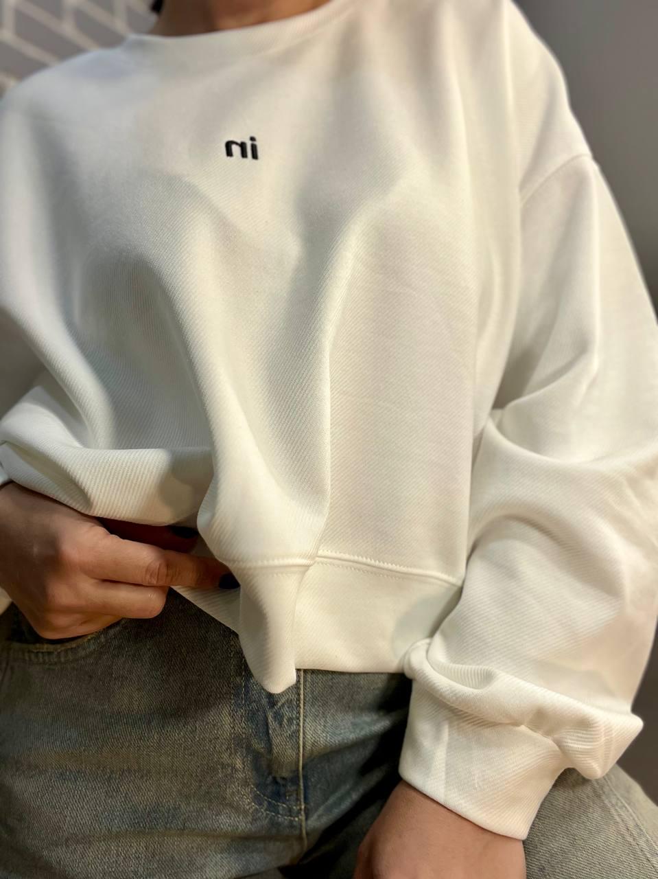 Світшот жіночий U S 36918 рубчик діагональ маленька вишивка in широкий OS Білий (1384) - фото 7 Світшот жіночий U S 36918 рубчик діагональ маленька вишивка in широкий OS Білий (1384) - фото 7