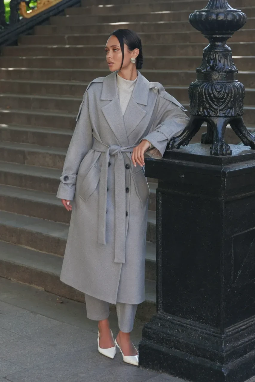 Тренч Seventeen из итальянской шерсти XXL-3XL Серый - фото 3 Тренч Seventeen из итальянской шерсти XXL-3XL Серый - фото 3