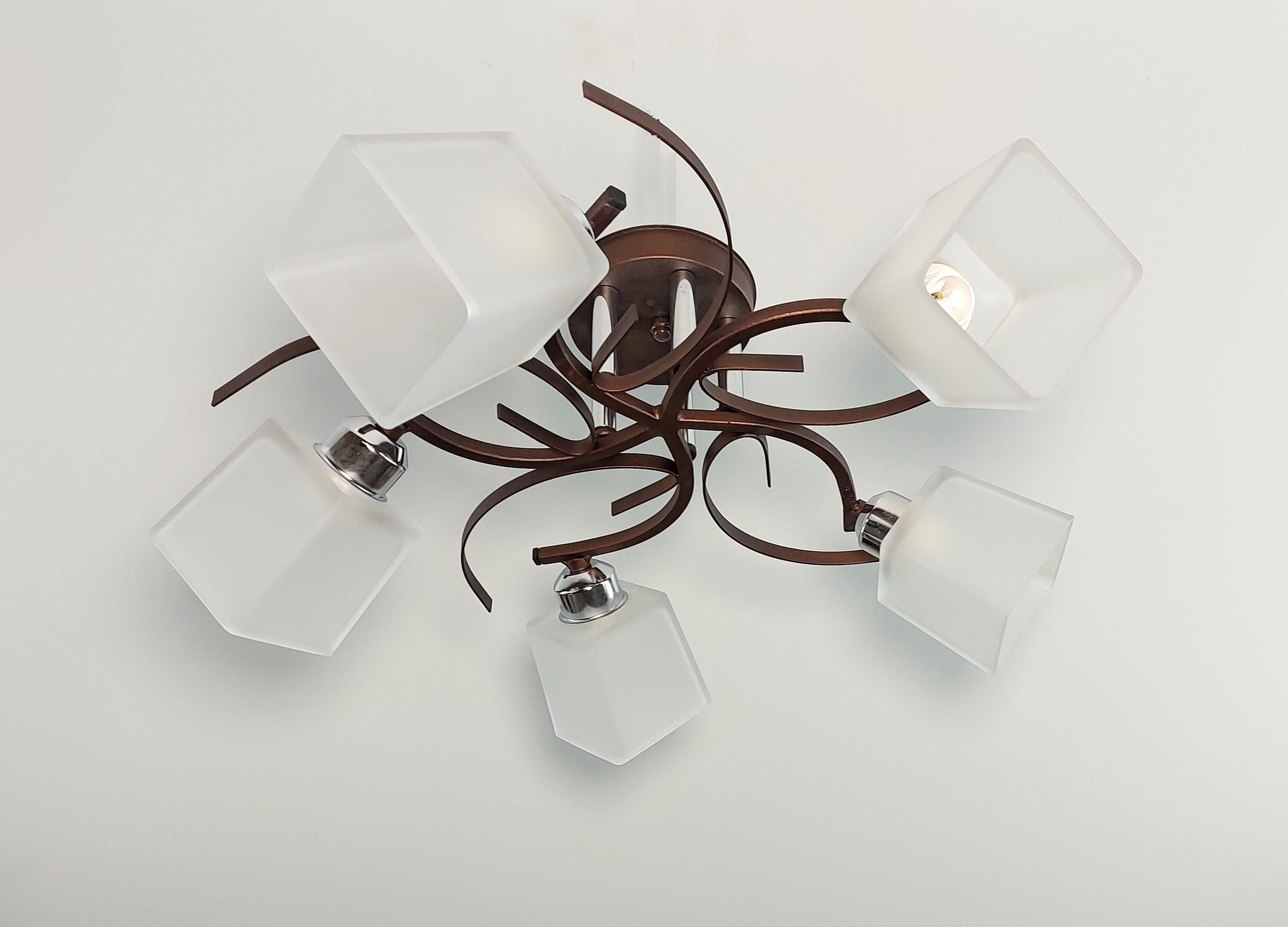 Люстра стельова 3221/5 на 5 плафонів металева Коричневий