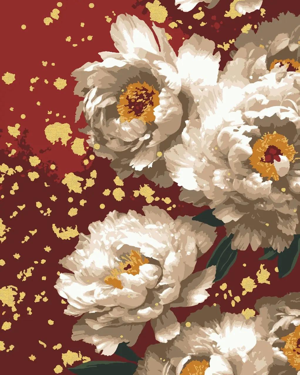 Картина по номерам Riviera Blanca "Белые цветы в бархате" ITR-108 2 шт. в наборе краска с металлическим эффектом (RB-1087/RB-1102) - фото 2