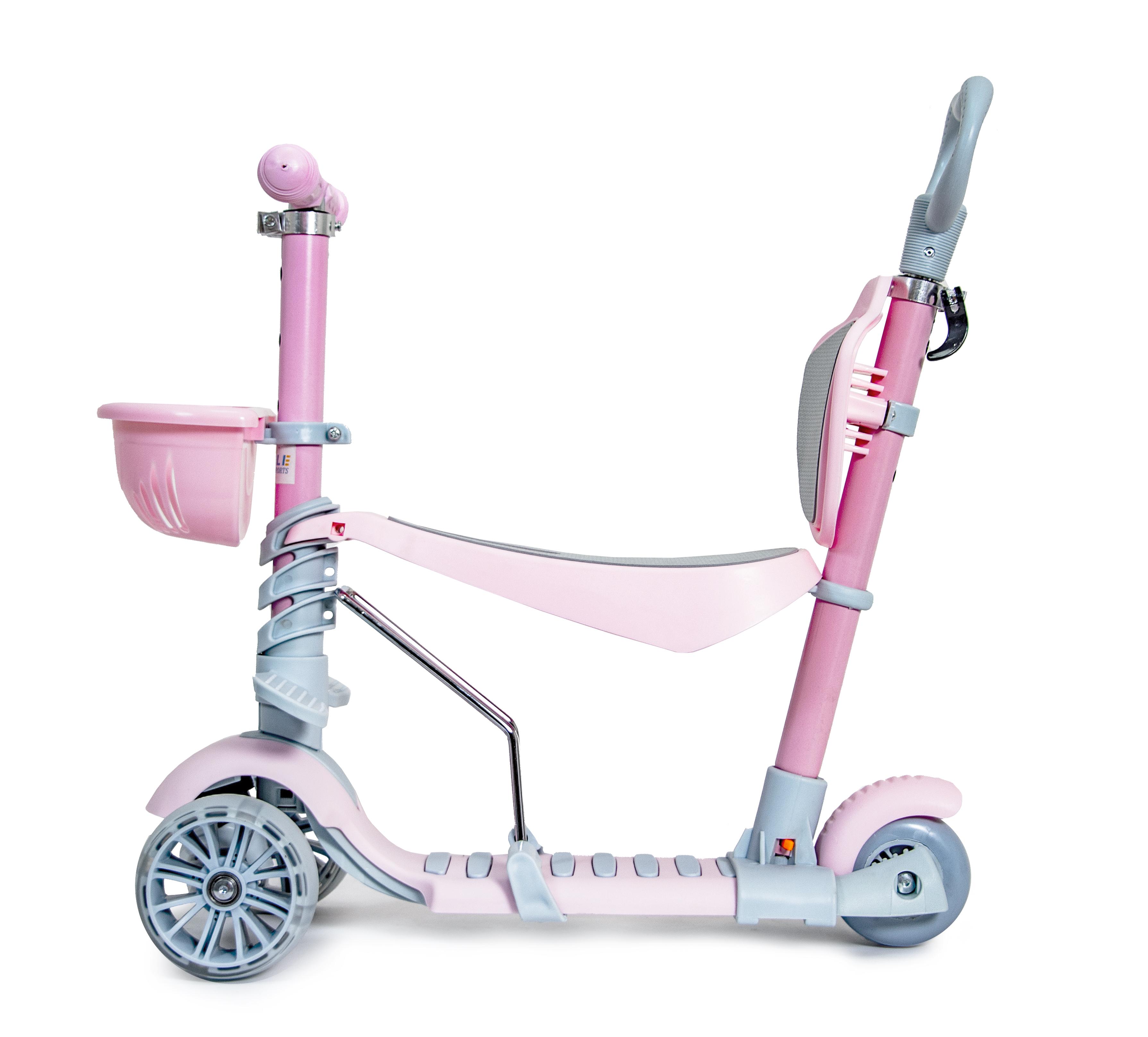 Самокат Scooter Smart 5в1 многофункциональный с родительской ручкой Pastel Pink