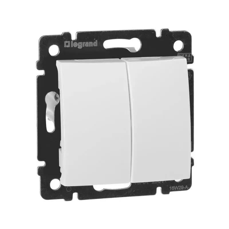 Выключатель двухклавишный Legrand Valena Белый (774405)