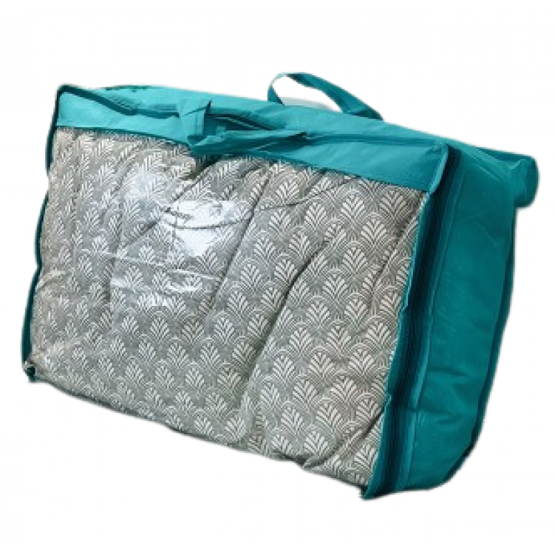 Органайзер-сумка текстильный OGR191 для хранения вещей/одеял/подушек на молнии L 70х50х20 см Бирюзовый