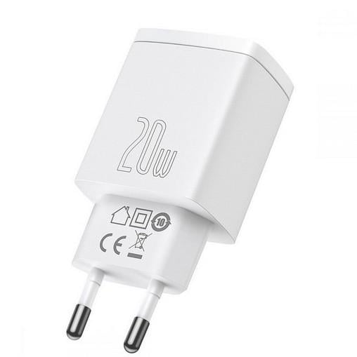 Адаптер питания Baseus Compact Quick Charger 20W QC+PD(Type C+USB), White Адаптер питания Baseus Compact Quick Charger 20W QC+PD(Type C+USB), White