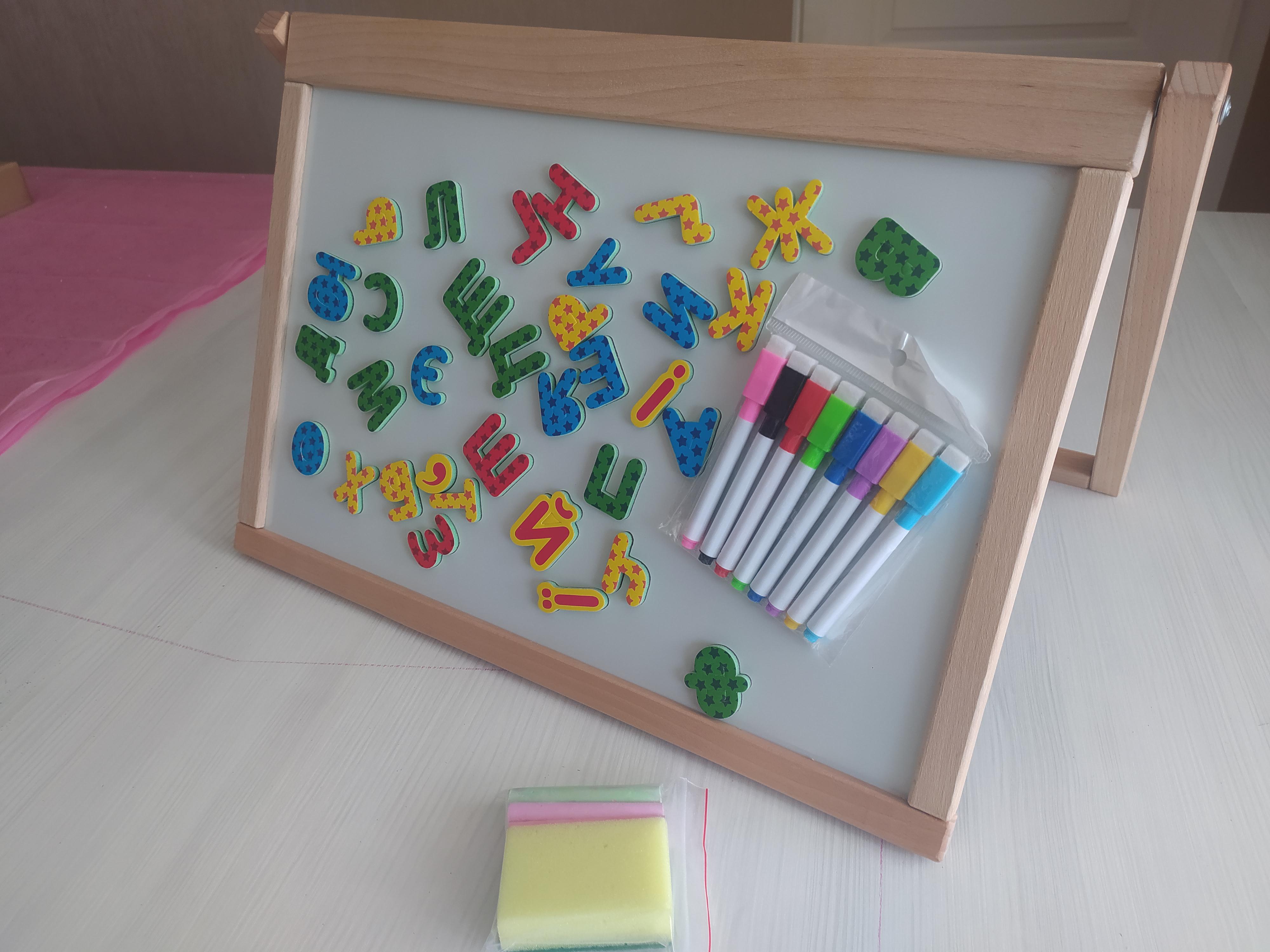 Мольберт настільний двосторонній магнітний дерев'яний 3в1 52x37x2 см (4312) - фото 2 Мольберт настільний двосторонній магнітний дерев'яний 3в1 52x37x2 см (4312) - фото 2