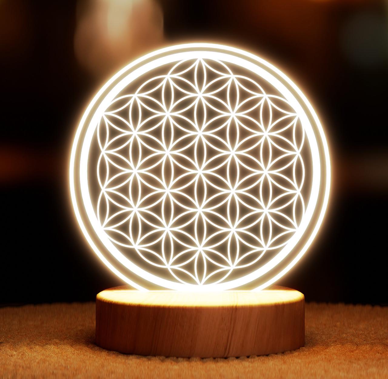 Ночник-светильник Lampic Орнамент USB дерево/акрил 15х18 см Желтый (32377322)