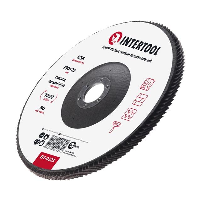 Диск шліфувальний пелюстковий Intertool 180x22 мм зерно K36 (BT-0223) - фото 3 Диск шліфувальний пелюстковий Intertool 180x22 мм зерно K36 (BT-0223) - фото 3