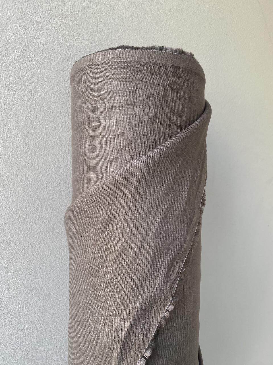 Ткань LINEN PLUS льняная натуральная 143 см 821 Серо-коричневый - фото 6