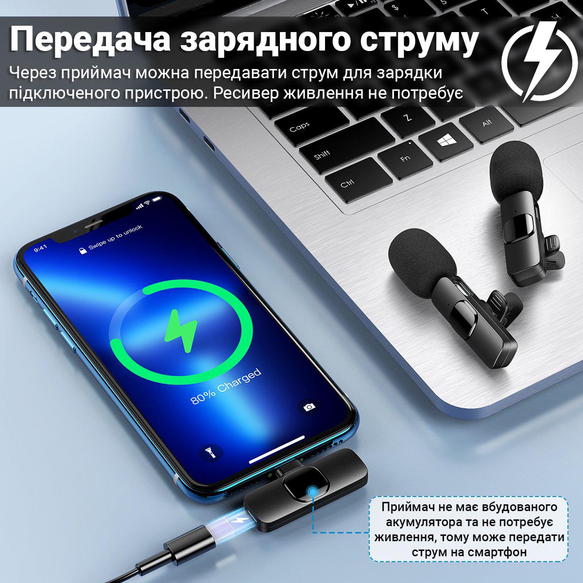 Микрофон двойной петличный беспроводной с Lightning Savetek P27-2 для iPhone/iPad/Macbook 2,4 ГГц - фото 14