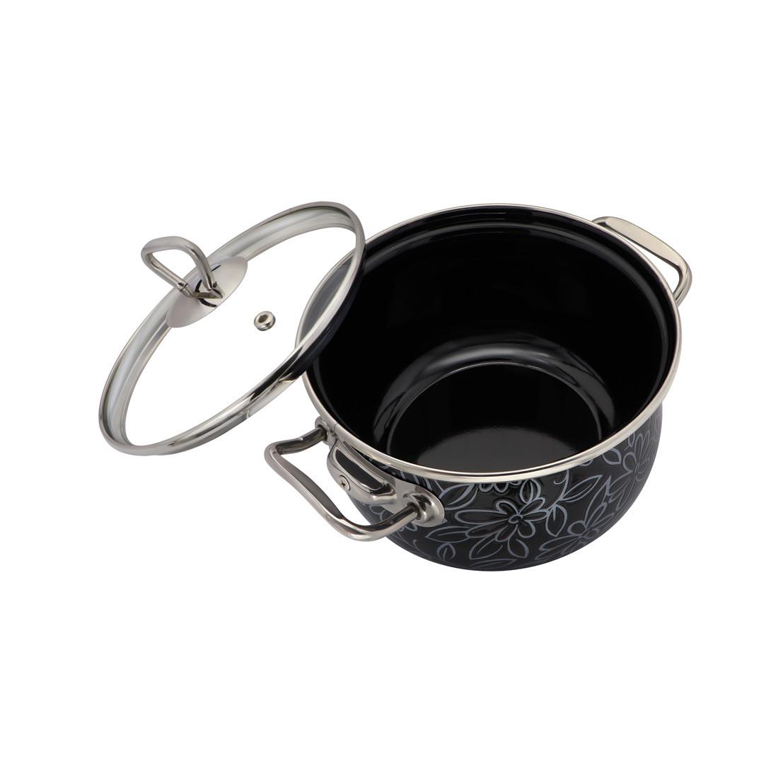 Каструля емальована Ажур 2,1 л Чорний (2598С) - фото 2 Каструля емальована Ажур 2,1 л Чорний (2598С) - фото 2