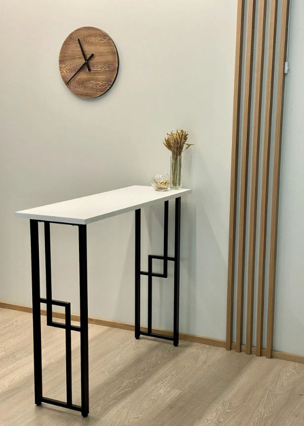 Барний стіл Yanloft 120х40 см 36 мм в стилі лофт Білий/Чорний (LD04)