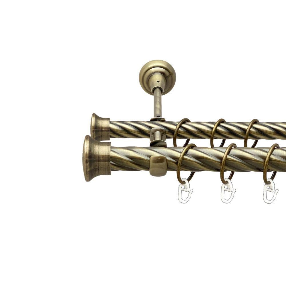 Карниз металевий Orvit Дуо двохрядний 25/19 мм антик крученая 200 см (2364454342)