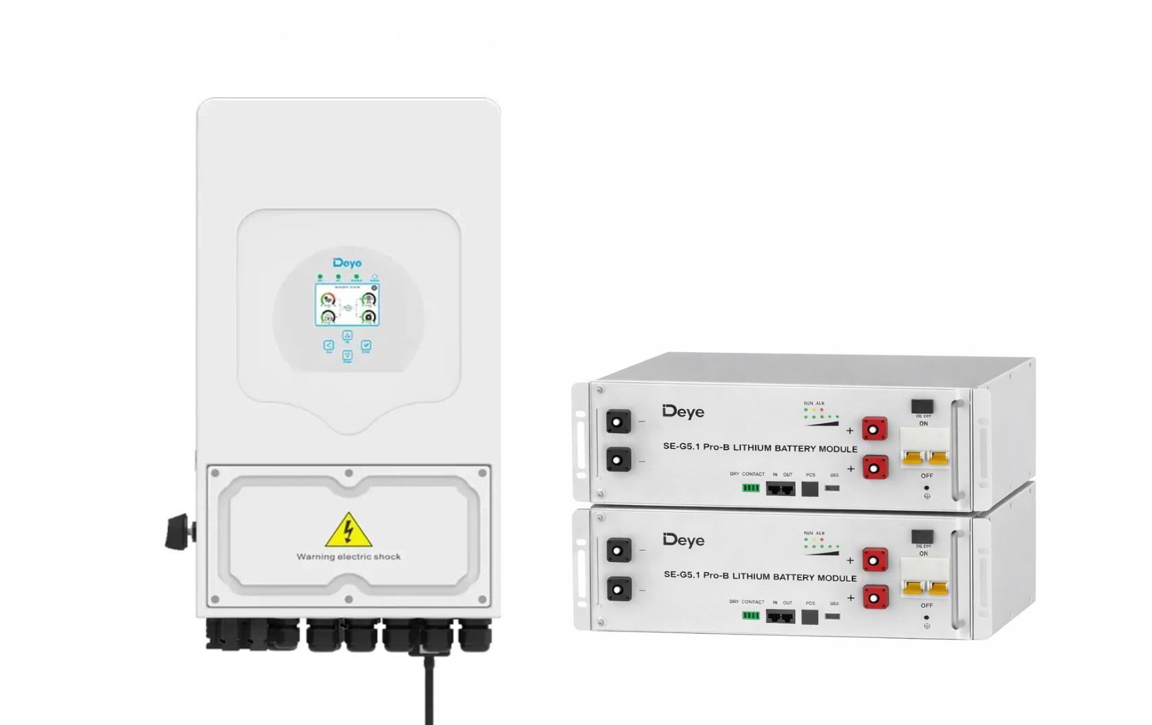Инвертор гибридный Deye SUN-8K-SG05LP1-EU 8 кВт и две батареи Deye SE-G5.1 Pro-B 5,12 кВт·ч White (33087771)