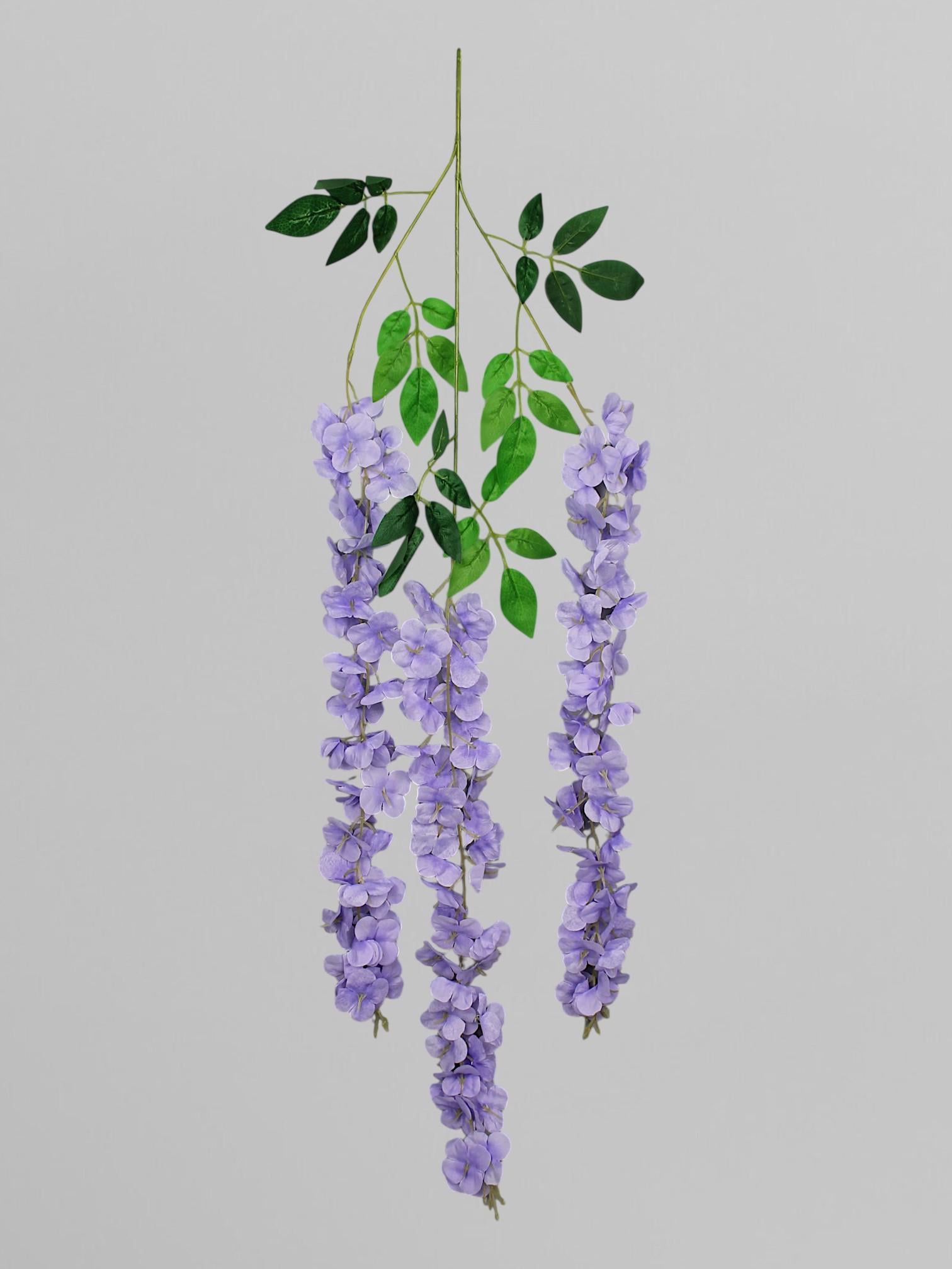 Искусственные ампельные цветы глициния из сатина 105 см Сиреневый (К12018)