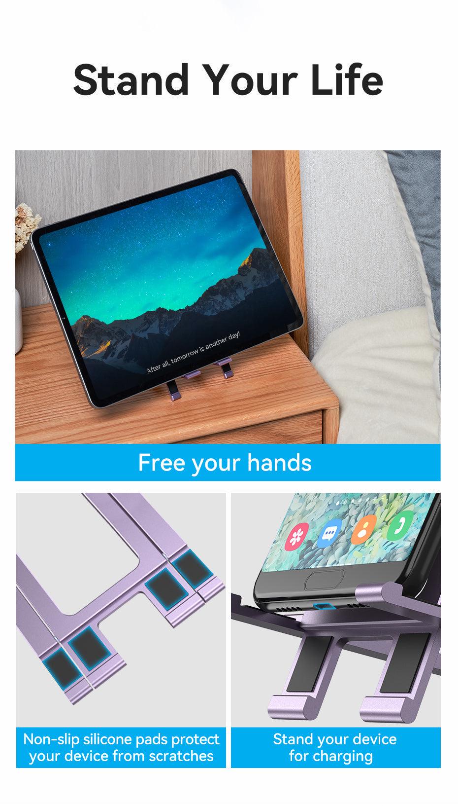 Подставка для телефона Vention настольная металлическая складная алюминиевая Фиолетовый (KCZV0) - фото 8