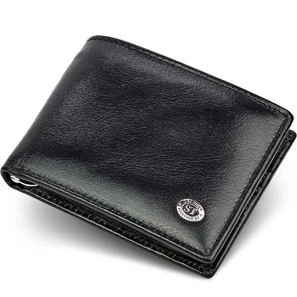 Портмоне шкіряне із затискачем ST Leather B460 Чорний