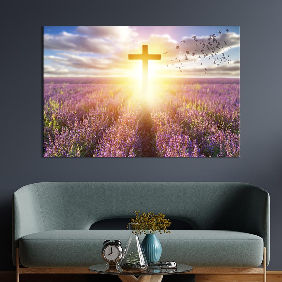 Настінний декор Хрест у променях світла 80x54 см (1805-1)