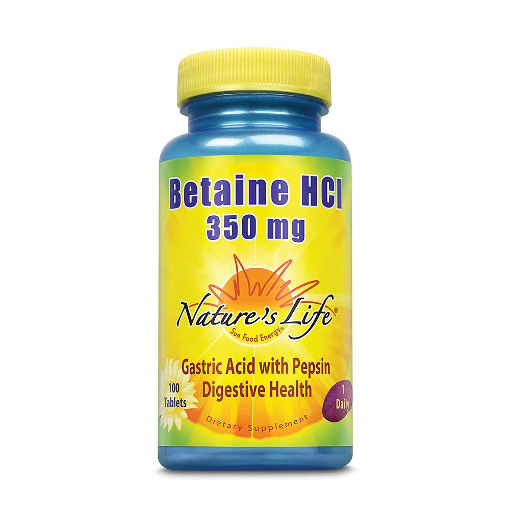 Бетаина гидрохлорид Nature's Life Betaine HCl 350 mg 100 Tablets