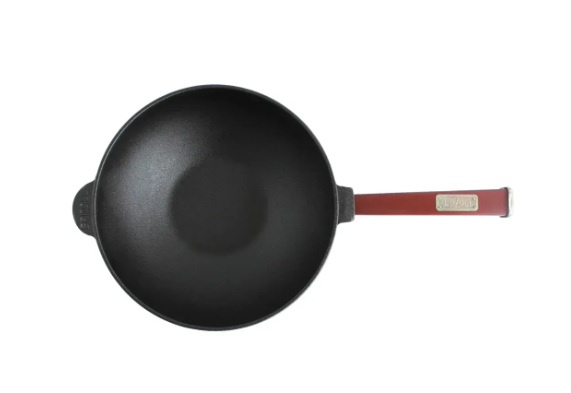 Сковорода чугунная Brizoll WOK с деревянной ручкой и стеклянной крышкой 2,2 л Bordo (W24HP2-6) - фото 3 Сковорода чугунная Brizoll WOK с деревянной ручкой и стеклянной крышкой 2,2 л Bordo (W24HP2-6) - фото 3