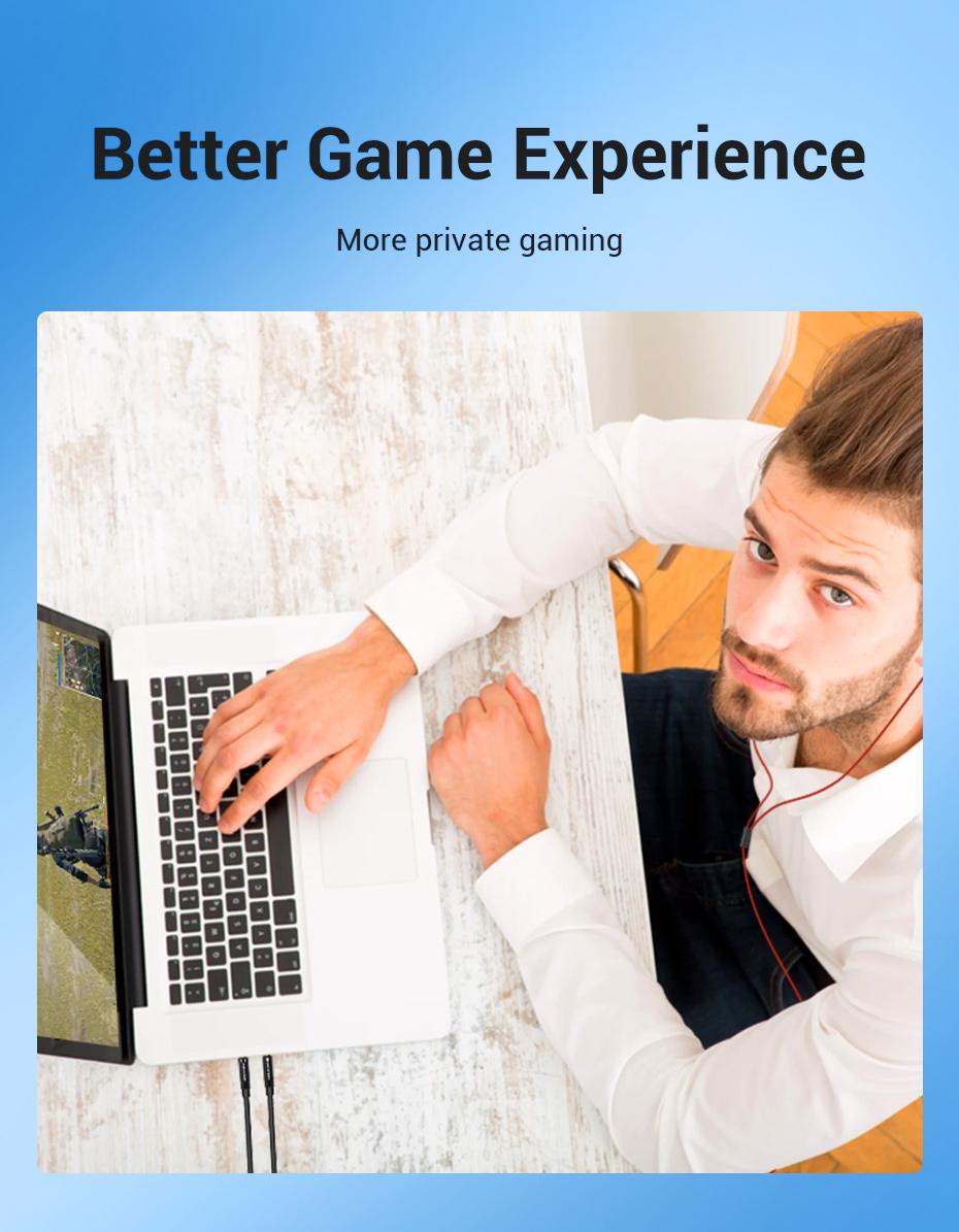 Переходник Vention 2х3.5 мм minijack-3.5 мм/minijack AUX 4-пиновая нейлоновая оплетка TRRS 1 м Черный (BBLBF) - фото 6