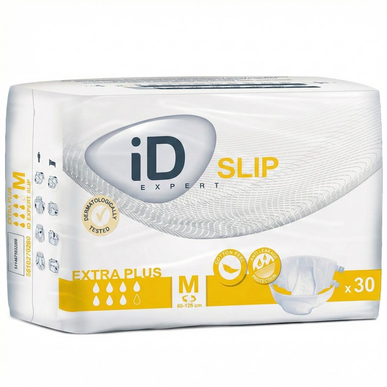 Подгузники для взрослых iD Slip Extra Plus М 80-125 см 30 шт. 7 капель Желтый (000003004)