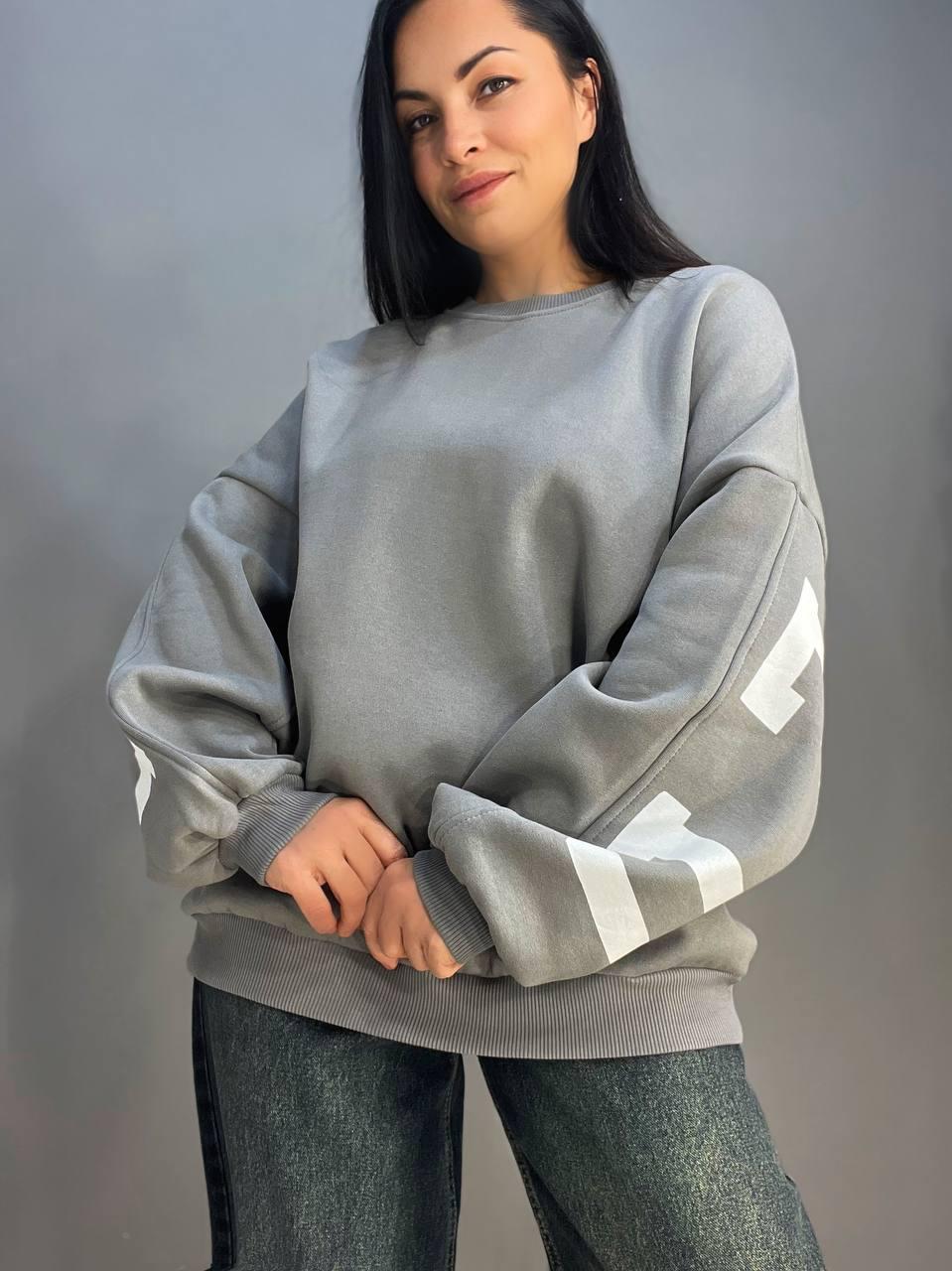 Світшот жіночий DAVRAS 6000 PLEASED подовжений утеплений на флісі OS Сірий (1247) - фото 7 Світшот жіночий DAVRAS 6000 PLEASED подовжений утеплений на флісі OS Сірий (1247) - фото 7