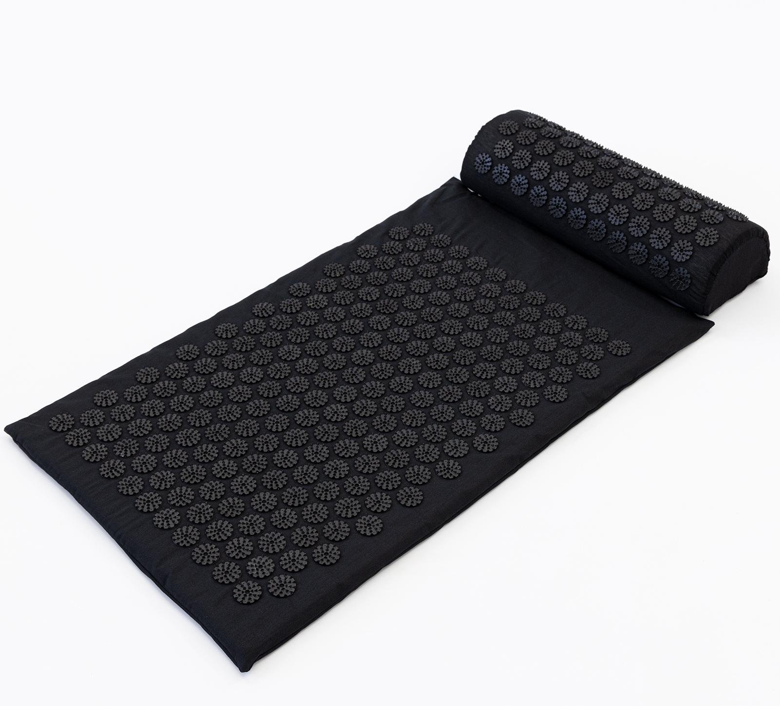 Масажний килимок OSPORT Аплікатор Кузнєцова та валик масажер для шиї apl-011 Pro Чорно-чорний