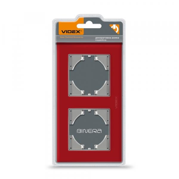 Рамка Videx на 2 місця горизонтальна Червоний
