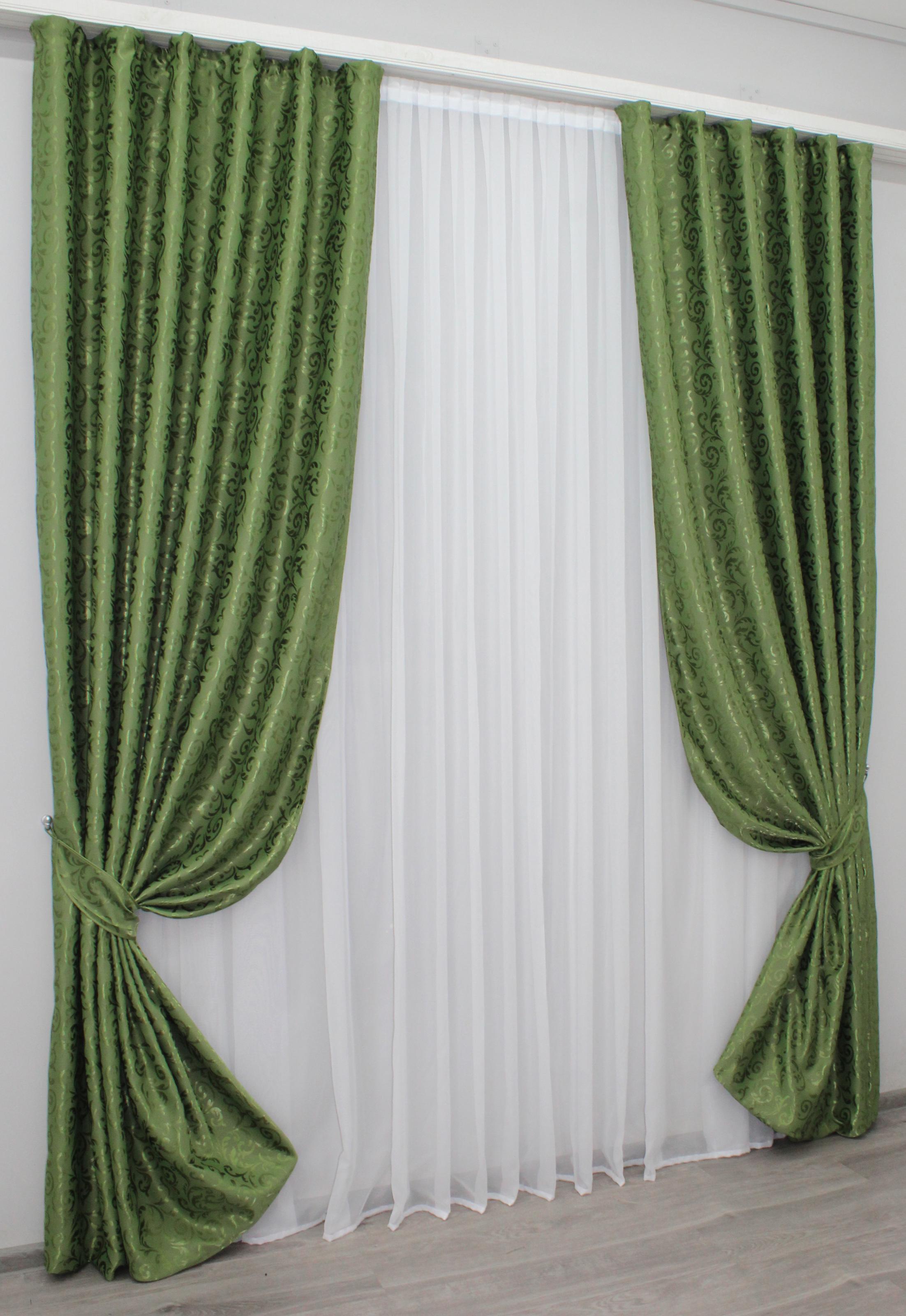 Комплект штор VR-Textil № 996ш 100х270 см 2 шт. Зеленый (31-385)