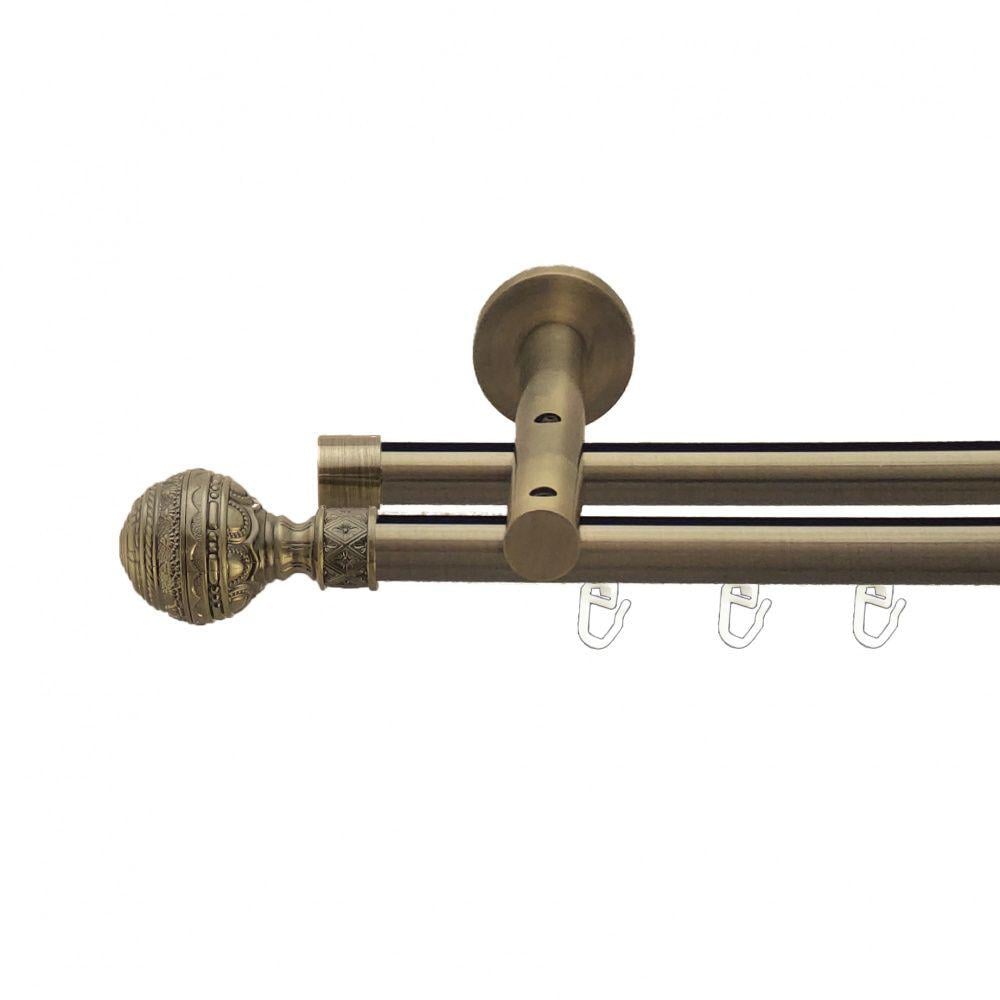 Карниз металлический Orvit Арабеска двухрядная реверсивная/профильная труба Антик 19/19 мм 240 см (7219282)