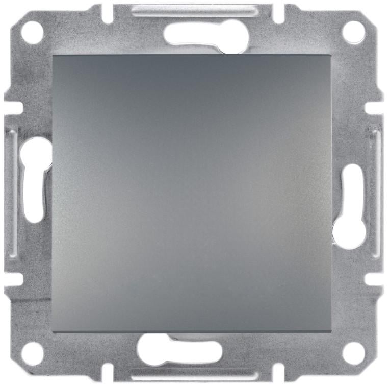 Выключатель Schneider Electric Asfora одноклавишный IP44 с рамкой самозажимной ABS Стальной (EPH0100262)
