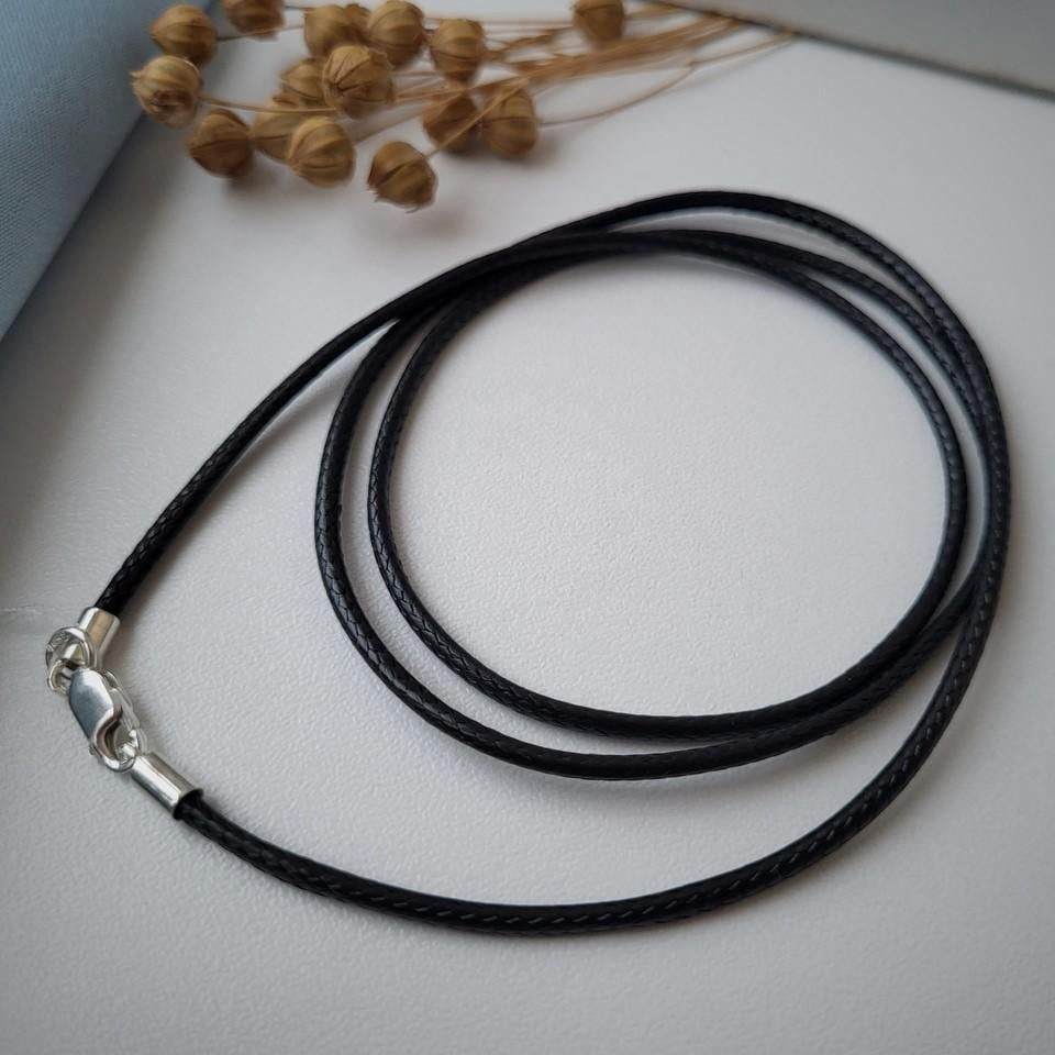 Шнурок на шею застежка серебро 925 пробы вощеная нить толщина 2,2 мм 0,90 г 75 см Черный (1462) Шнурок на шею застежка серебро 925 пробы вощеная нить толщина 2,2 мм 0,90 г 75 см Черный (1462)