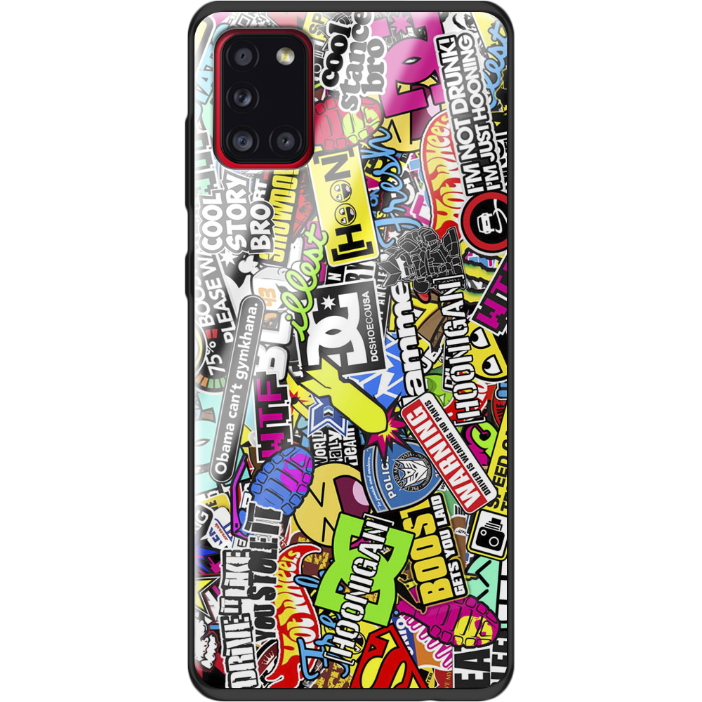 Чехол Boxface Samsung A315 Galaxy A31 Multicolored Inscriptions Черный силикон со стеклом (39470-up880-40094)