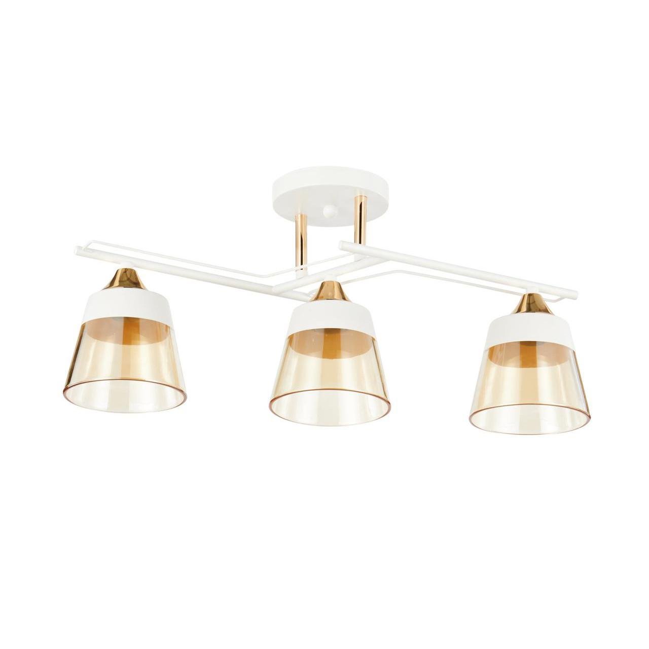 Люстра стельова на 3 плафони Valeso V 6097-3 WH/FG Біло-золотистий (30832766)