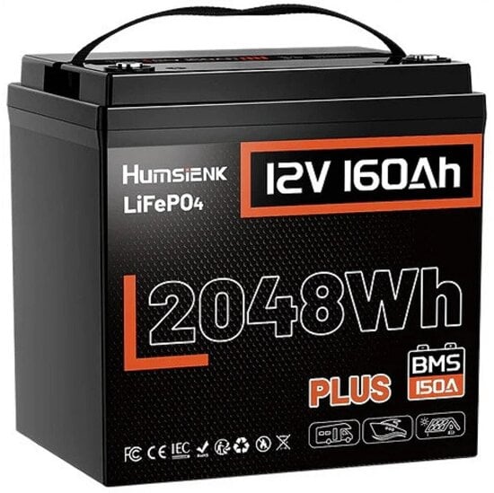 Акумулятор Humsienk LiFePO4 12V 160Ah 2048Wh з BMS 150A для резервного живлення (38493327)