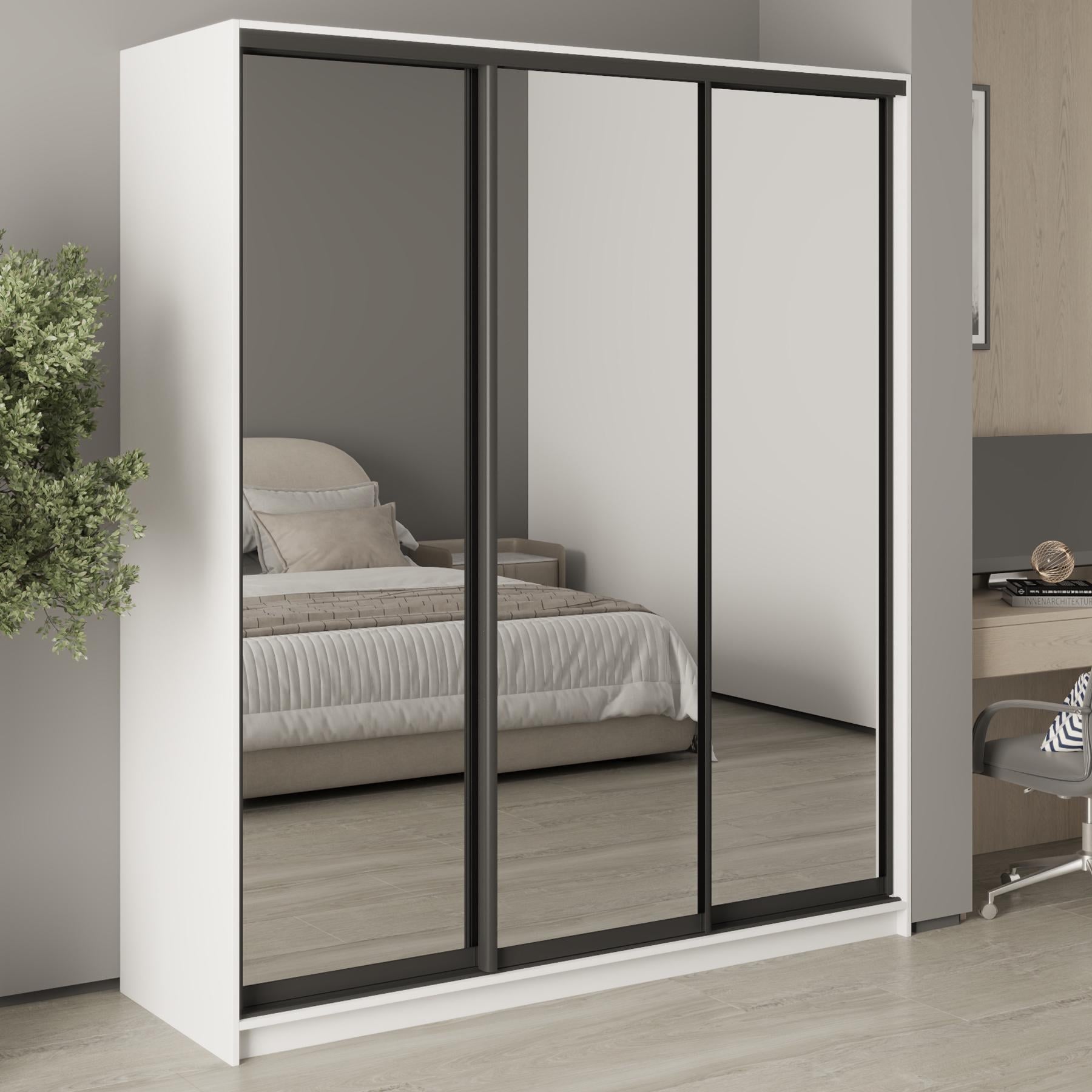 Шкаф-купе трехдверный MebelStar Комбо BG 3 зеркала 180x45x210 см Аляска белый (MBS-9228) Шкаф-купе трехдверный MebelStar Комбо BG 3 зеркала 180x45x210 см Аляска белый (MBS-9228)