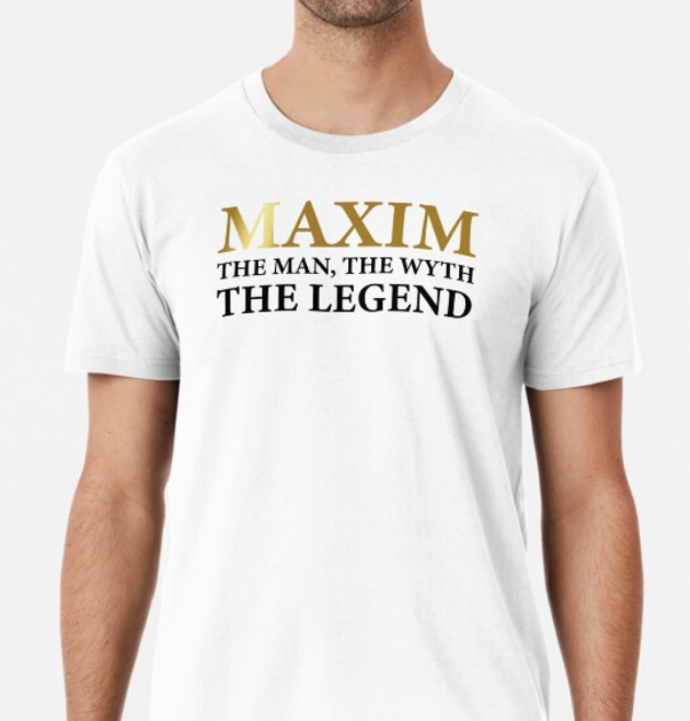 Футболка мужская Stedman с принтом Maxim the man the wyth the legend L Белый (ИМ15-9)