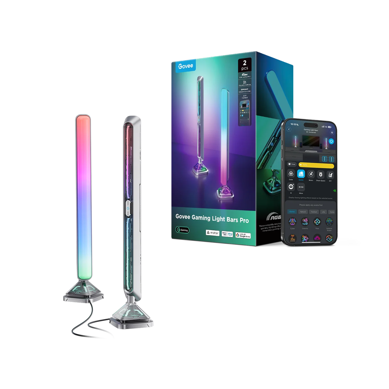 Набор адаптивной подсветки для компьютера Govee H6048 Govee Gaming Light Bars Pro RGBIC WI-FI/Bluetooth Черный