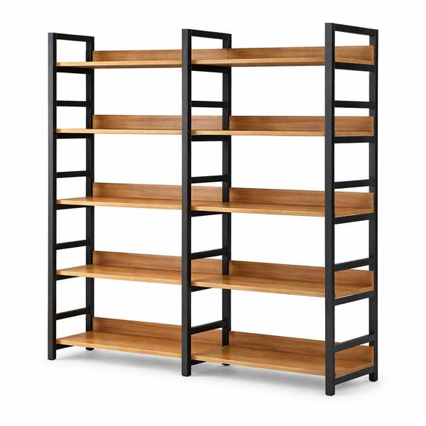 Стеллаж книжный RIAS G633A Loft 5 полок 100x30x143 см Rosewood-Black (3_08137)