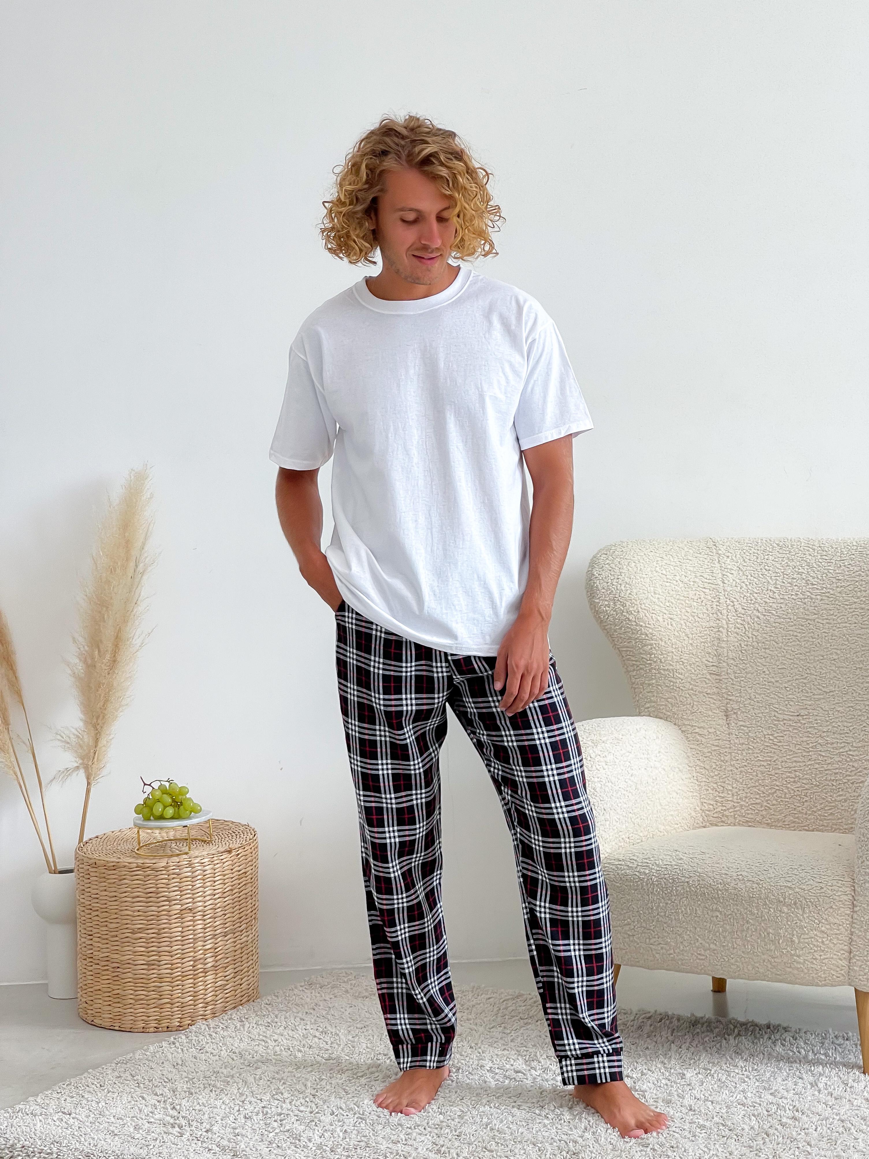 Мужская пижама COSY из фланели брюки/футболка 2XL Черный/Красный/Белый (F300P+f012XL)