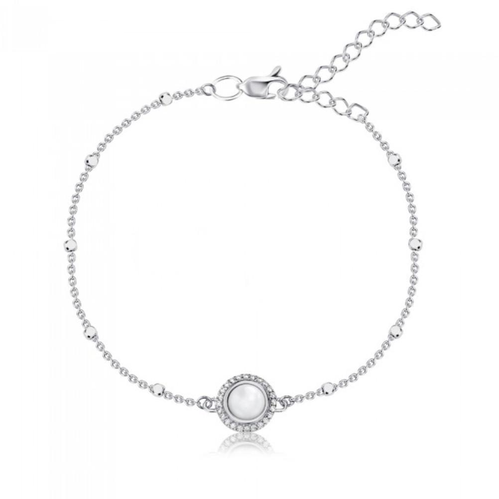 Серебряный браслет Круг с перламутром 16-20 см 2,49 г (75311б)