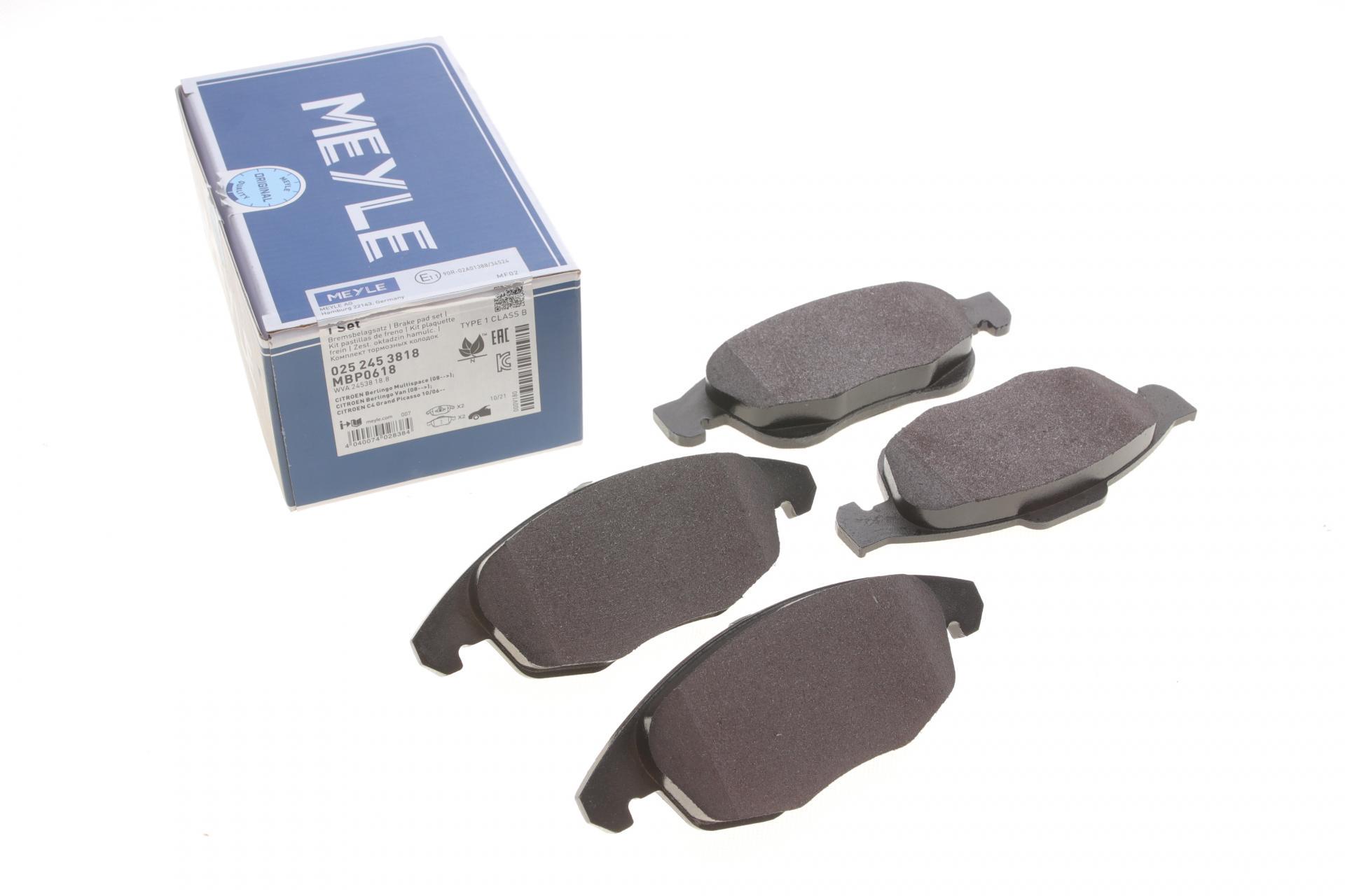 Тормозные колодки передние Meyle для Citroen Berlingo/Peugeot Partner 08- (025 245 3818)