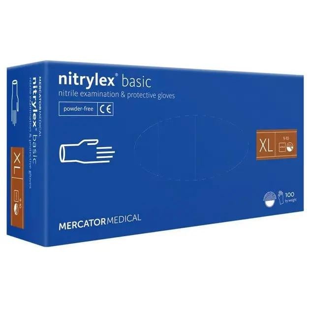 Рукавички оглядові NITRYLEX BASIC нітрилові/нестерильні/неприпудрені XL 100 шт. Blue