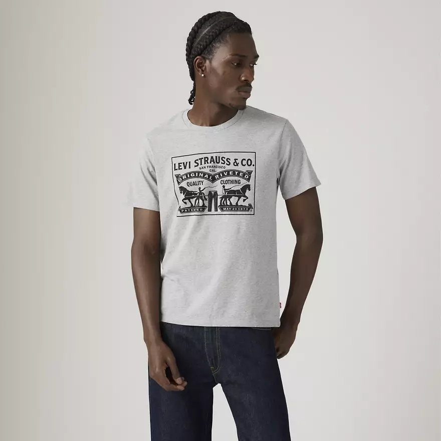 Футболка мужская Levi's Two Horse Graphic Tee Shirt М Серый (193238173551)