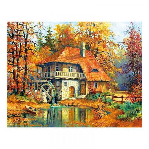 Алмазна мозаїка TK Group Будинок в осінньому лісі 40х30 см з рамкою в коробці (GB71780-mt)