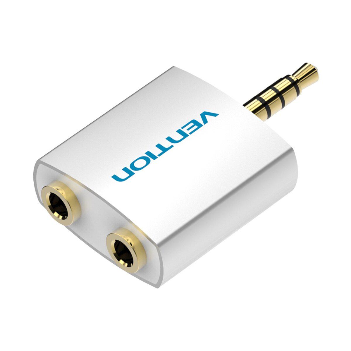 Адаптер Vention 4 Pole 3,5 мм Male to 2x3,5 мм Female Audio Adapter Silver (BDAW0)