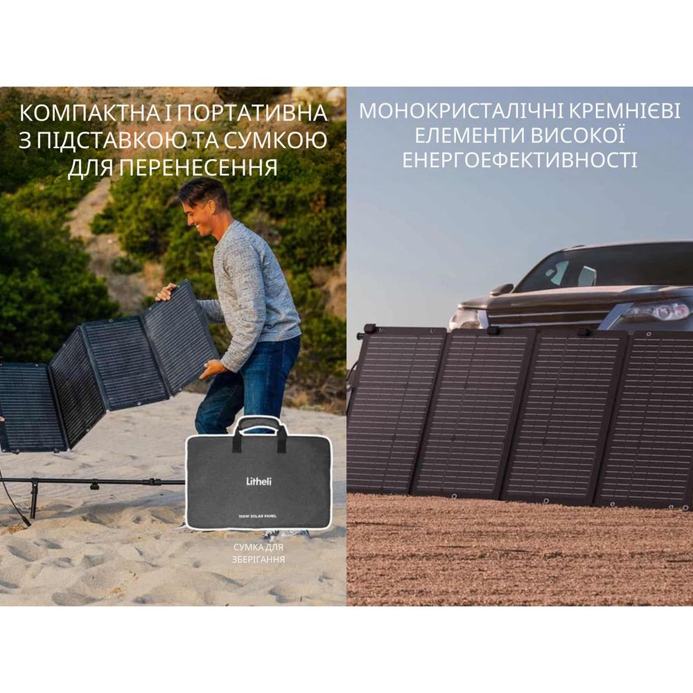 Солнечная панель монокристаллическая Litheli 100W 5,5A 24V IP67 КПД 23% MC4 Black (061777d8) - фото 3