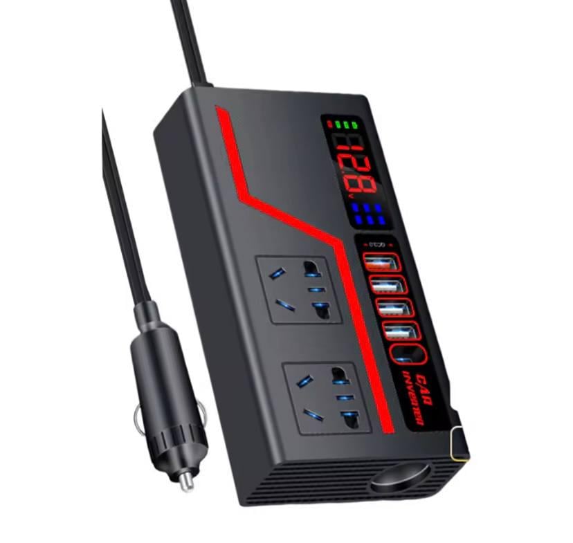 Автомобільний інвертор DC 12-220 V 2 розетки 4 USB Type-C (d9f643a7)