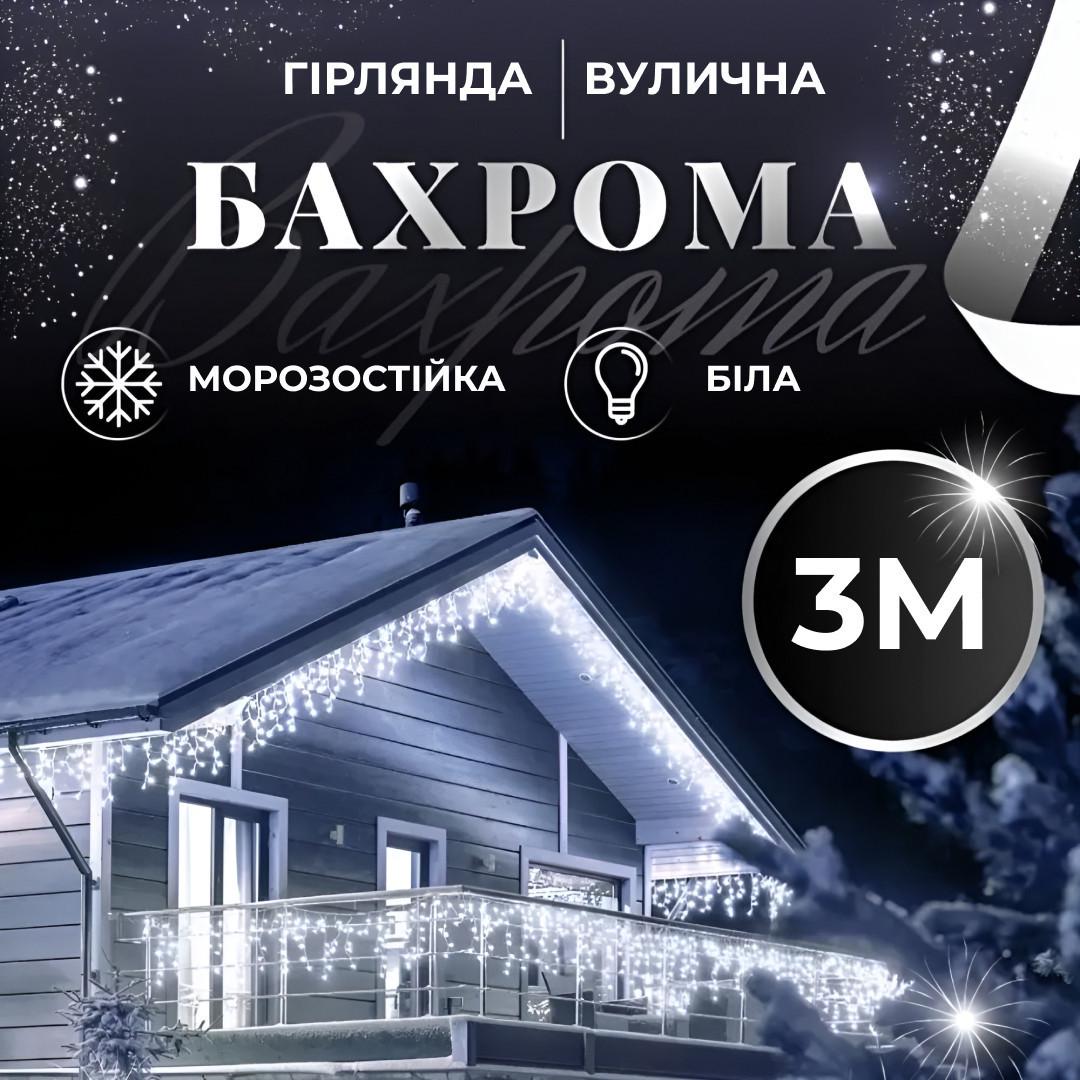 Гірлянда вулична LED бахрома 100 світлодіодів 18 ниток 3 м дріт Білий (1960980213) - фото 2 Гірлянда вулична LED бахрома 100 світлодіодів 18 ниток 3 м дріт Білий (1960980213) - фото 2